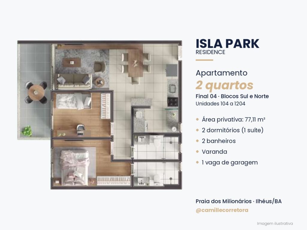 Planta apartamento 2 quartos com suíte final 04 Isla Park Ilhéus