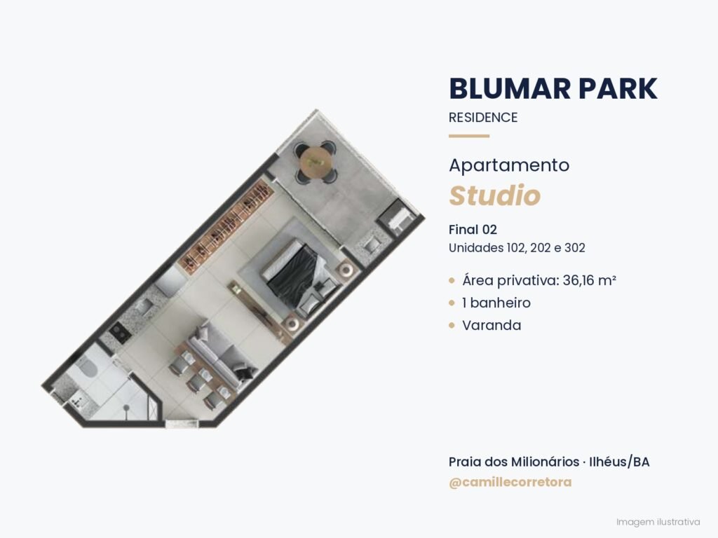 Planta studio final 02 Blumar Park Praia dos Milionários Ilhéus