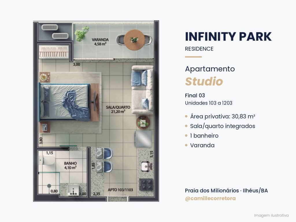 Planta studio final 03 Infinity Park Praia dos Milionários Ilhéus