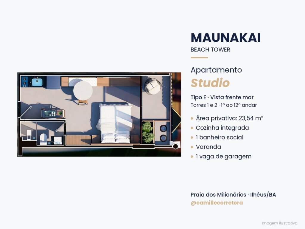 Planta studio tipo E Maunakai Praia dos Milionários Ilhéus