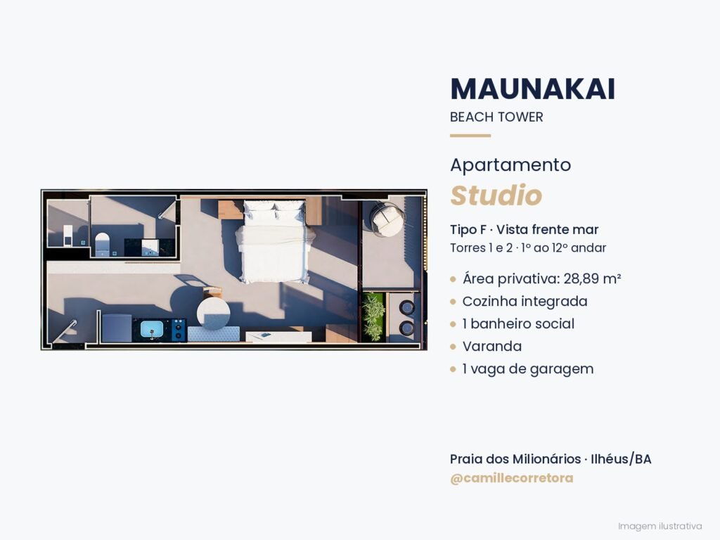 Planta studio tipo F Maunakai Praia dos Milionários Ilhéus